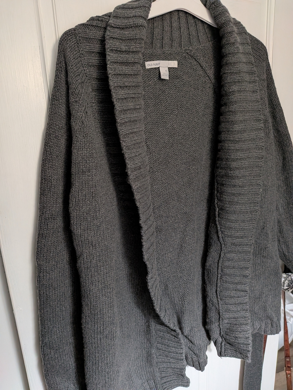 Old Navy Women's Charcoal Gray Shawl Collar Open Cardigan
